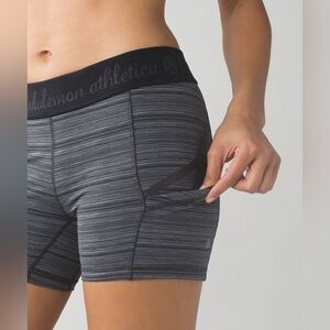 Lululemon 6 What The Sport Short Cyber Stripe Deep Coal Black Pocket Compression